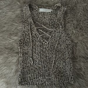 Knitted marled sweater tank with front tie up XS